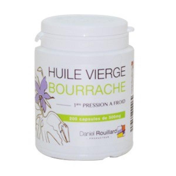 Huile vierge de Bourrache 1ère pression à froid flacon de 60 capsules de 500mg