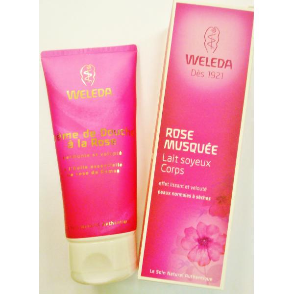 Idée Cadeau à la Rose: Crème de Douche Rose + Lait Corporel Rose-Weleda